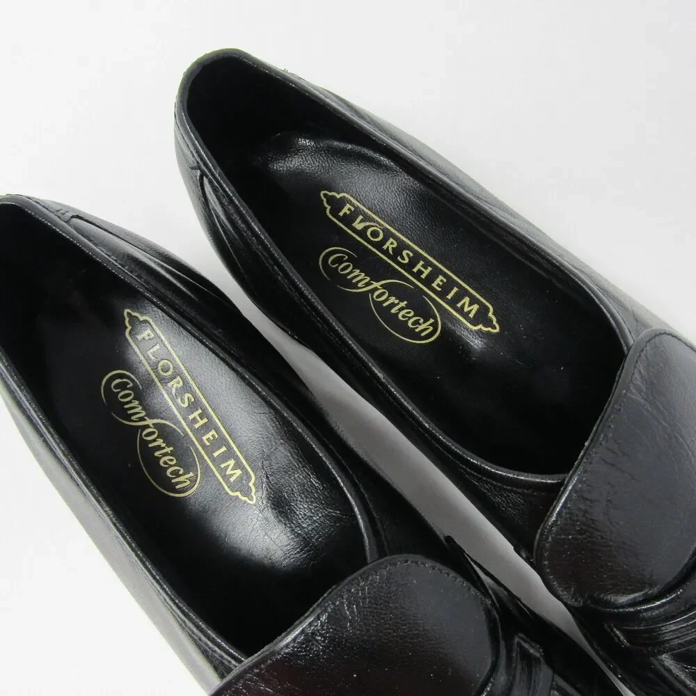 Florsheim Comfortech Men's Black Leather Slip On Loafers Dress Shoes US 10 B